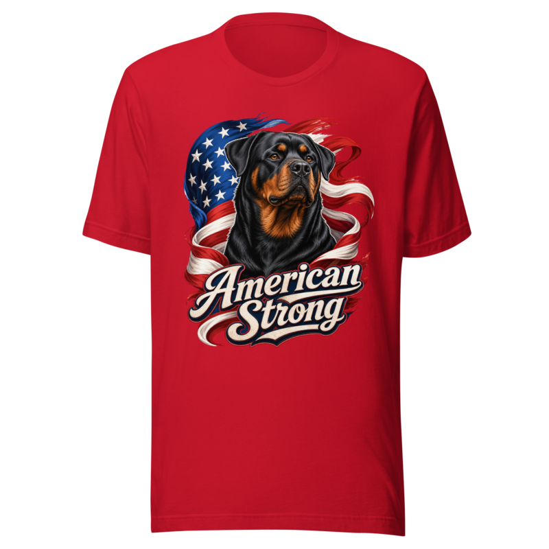American Strong Rottweiler Flag Shirt - Red front mockup