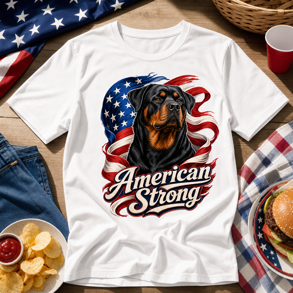 American Strong Rottweiler Flag Shirt - Printful Sync Test 20260704181603