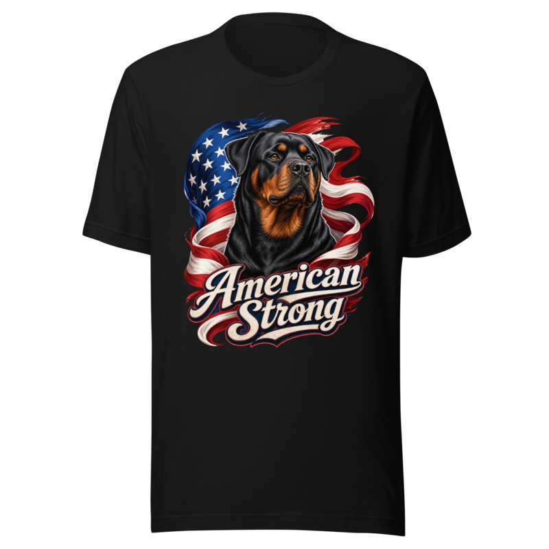 American Strong Rottweiler Flag Shirt - Black front mockup