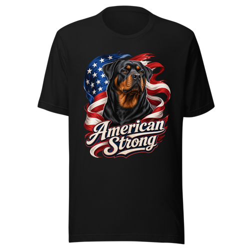 American Strong Rottweiler Flag Shirt - Black front mockup