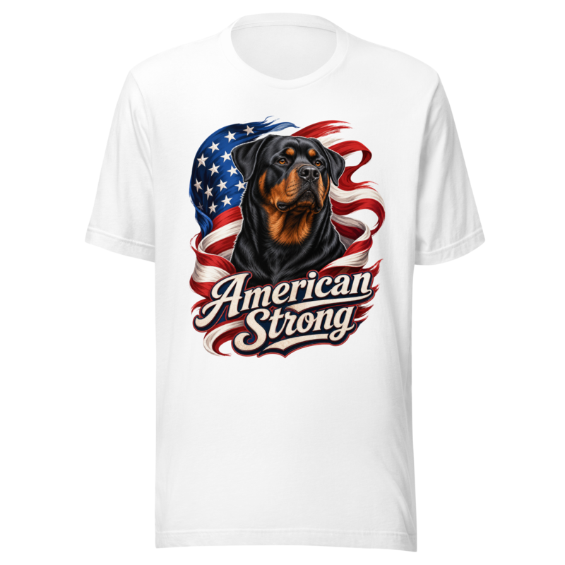 American Strong Rottweiler Flag Shirt - White front mockup