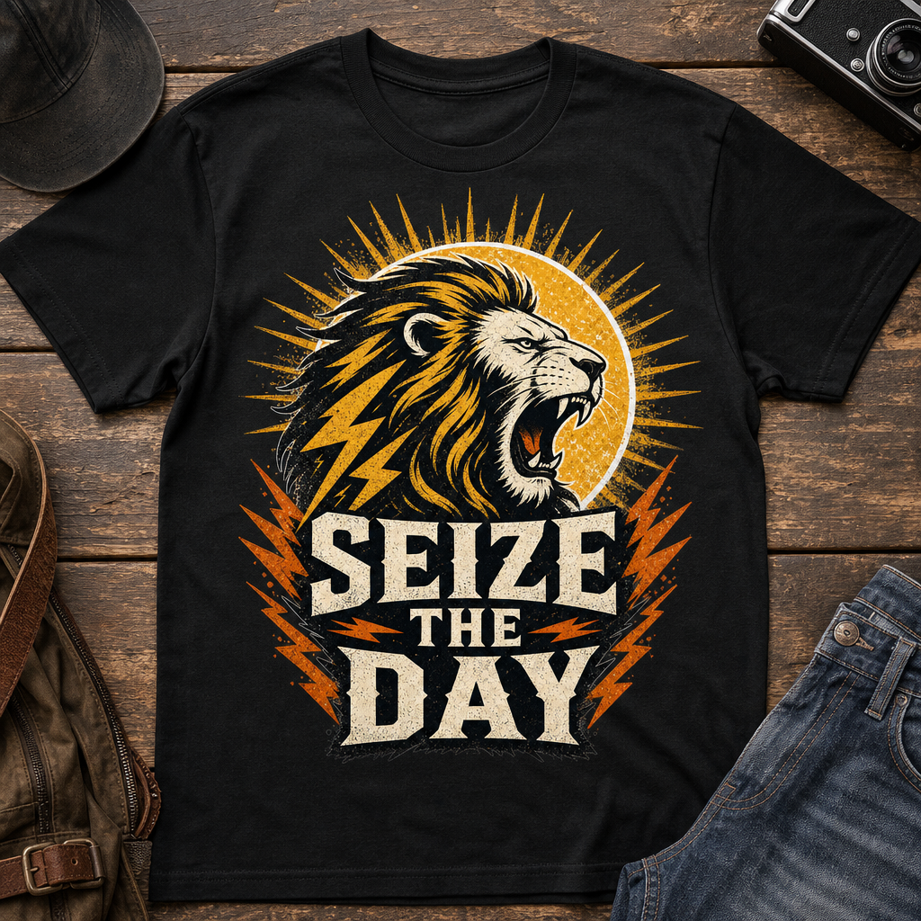 Seize The Day Lion Strength T-Shirt Artwork